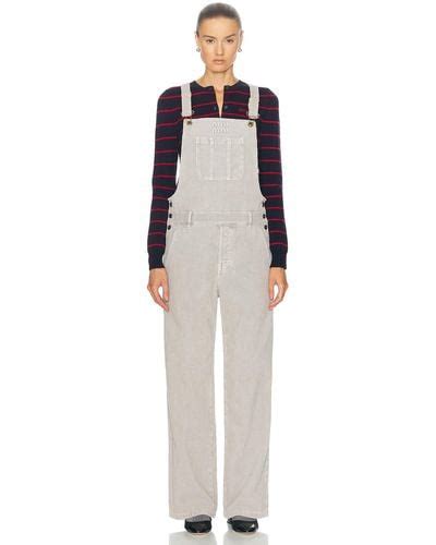 Miu Miu Corduroy Overalls in Granito 